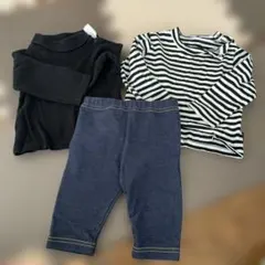 ベビー服　80 長袖　タートルネック　コムサイズム　黒　まとめ　ロンT パンツ