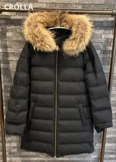 CROLLAロングダウンコートファーフード付モッズ　ミリタリーコート黒　ルミネ