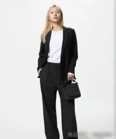 【新品・未使用】UNIQLO タックワイドパンツ ブラック L