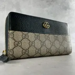 【美品】グッチ 長財布 マーモント ggスプリーム オフィディア レザー 黒