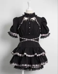 pium ピウム ＊ 半袖ビジューカーデ×チェックワンピセット - メルカリ
