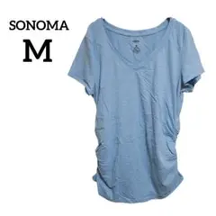 SONOMA 【M】　マタニティ サイドギャザーデザイン半袖Tシャツ　水色