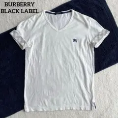 バーバリー ブラックレーベル Vネック ホースロゴ ノバチェック 半袖 Tシャツ