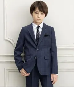 結婚式 フォーマル 男の子 キッズスーツ 子供スーツ ネイビー チェック180