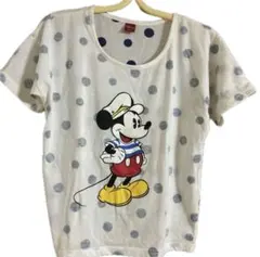 ミッキーマウス 半袖Tシャツ ドット柄 ホワイト レディースのサムネイル