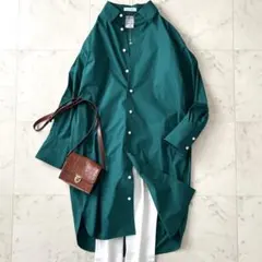 美品＊マディソンブルー バックタックシャツワンピース サイズ00 グリーン系 綿 2026年最新】MADISON BLUE レディース 長袖・七分袖 シャツワンピース