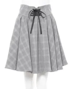 INGNI レースUPタックギャザーフレアスカート 量産型 チェック グレー
