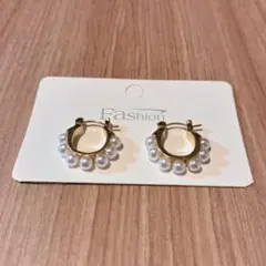 U字 パール フープピアス ゴールド 高級　韓国風　大人可愛い