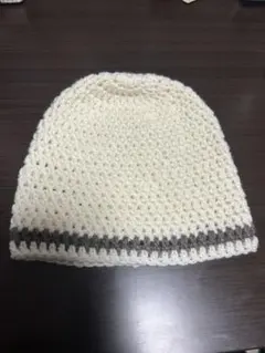 ホワイト ニット帽 リブ編み フリーサイズ - メルカリ