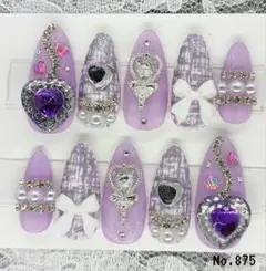 ネイルチップ 875 量産型 地雷系 痛ネイル 推し 白 紫 現品