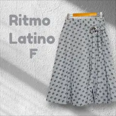 リトモ ラティーノ ひざ丈フレアスカート ウエストベルト ドット柄 グレー Fのサムネイル