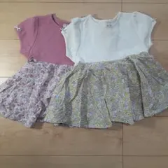 もこ様専用【Petit main】半袖フラワープリントワンピース2点セット