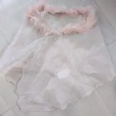 ストール　ショール (ファー取外し可能)　サーモンピンク　結婚式