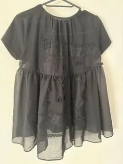 sacai ストライプシャツ 半袖 アシンメトリー 変形デザイン シアー