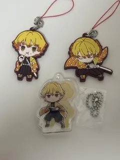 鬼滅の刃 我妻善逸 キーホルダー 3点セット　アクスタ　ストラップ　かわいい
