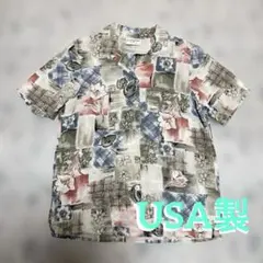 60s 昭和レトロ ヴィンテージ 開襟シャツ アロハ オープンシャツ アメリカ製