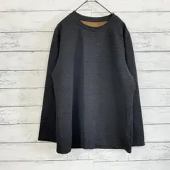 黒 無地 メンズ 長袖 カットソー ストレッチ体型カバー ノームコア✨F