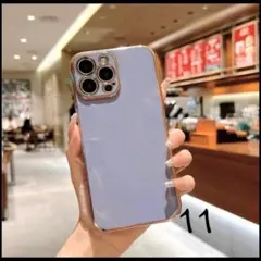 iPhone11用ソフトケースパープルTPU韓国スマホカバー無地シンプルかわいい