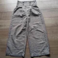 チェックワイドパンツ　レディース　M