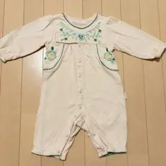 長袖ロンパース 刺繍ロンパース 70サイズ　ベビー長袖　ベビー秋服　ベージュ