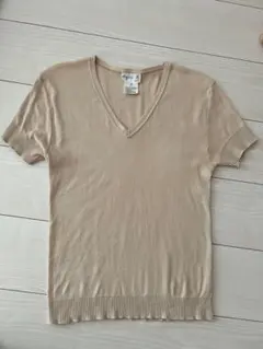 agnès b. Vネック コットン半袖ニット