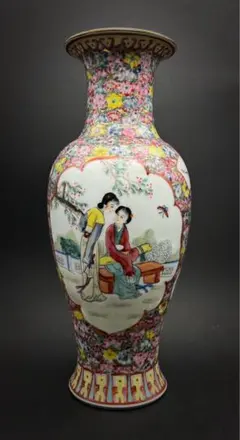 中国美術 古玩 萬花錦地 仕女紋樣 大花瓶 花入 花器 大清乾隆年製コレクション 中国美術 古玩 萬花錦地 仕女紋樣 大花瓶 花入 花器 大清乾隆年製