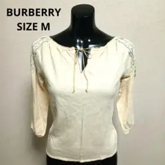 BURBERRY バーバリー 刺繍入りクリーム色五分袖チュニック リボン Mのサムネイル