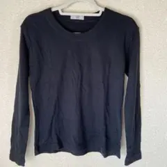 ブラック 長袖 Tシャツ コットン混紡