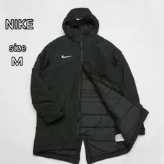 【良品】NIKE ベンチコート フード付き ワンポイントロゴ ブラック Мサイズ