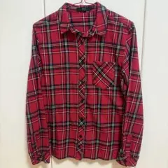 美品★AZUL 赤 チェック柄 長袖シャツ M