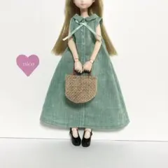 22センチドール服　ハンドメイド　ワンピース・バッグ2点セット No.461
