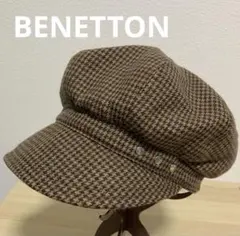 美品 BENETTON ウール キャスケット 千鳥格子