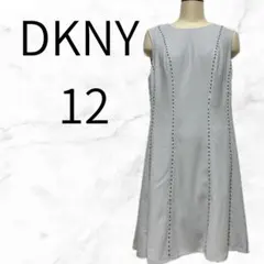 DKNYライトグレー スタッズ ワンピース 12/Lサイズ相当のサムネイル
