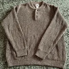 L.L.Bean ヘンリーネックセーター カーキー　90s