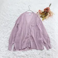 コーエン coen 透かし編みニットカーディガン 丈長め 体型カバー 無地 薄手