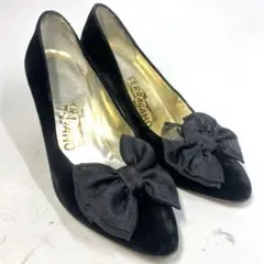 フェラガモ サイズ表記「5 1/2B」 23センチ　ブラック　リボン　ベルベット