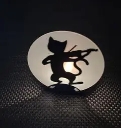 쇼와 레트로 バイオリンを弾く猫 シルエット キャンドルライト スタンド