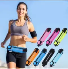 【新品】ランニングポーチ 防水 蛍光 防水 スマホ対応 イヤホンホール付 ピンク