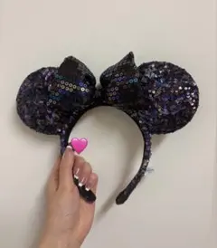 ミニー耳カチューシャ 紫 スパンコール