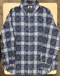 Fafatt シャギーチェックシャツ ブルー