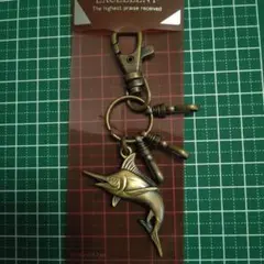 金属製、カジキマグロ、魚、鮪、大魚、釣り、キーホルダー、キーリング、土産、海