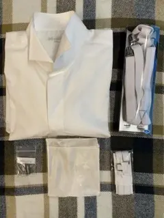 新郎小物　フォーマルシャツ ポケットチーフ サスペンダー　カフスボタン