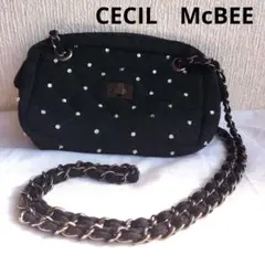 ミニショルダーバッグ　斜めがけ　チェーンバッグ　セシルマクビー　黒　ブラック