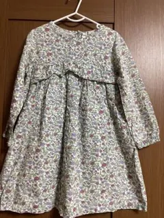 Samansa Mos2 Lagon花柄長袖ワンピース コットン　Lサイズ