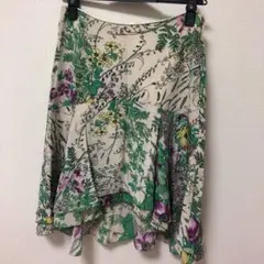値下げ　グレースコンチネンタル　シルク　花柄ハンドプリント　スカートのサムネイル