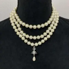 Vivienne Westwood｜3連パールドロップネックレス　シルバー