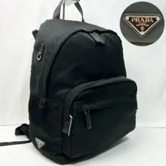 美品✨ PRADA リュックサック 三角プレート レザー ブラック