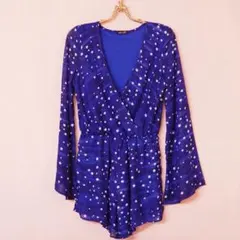 アメリカ古着　星柄　長袖　ロンパース　オールインワン