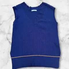 【chocol raffine robe】Vネック ニットベスト ネイビー F