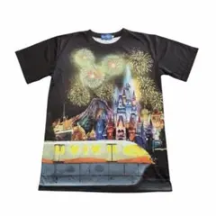 【美品】東京ディズニーリゾート　Tシャツ　Mサイズ　両面プリント　花火　夜景